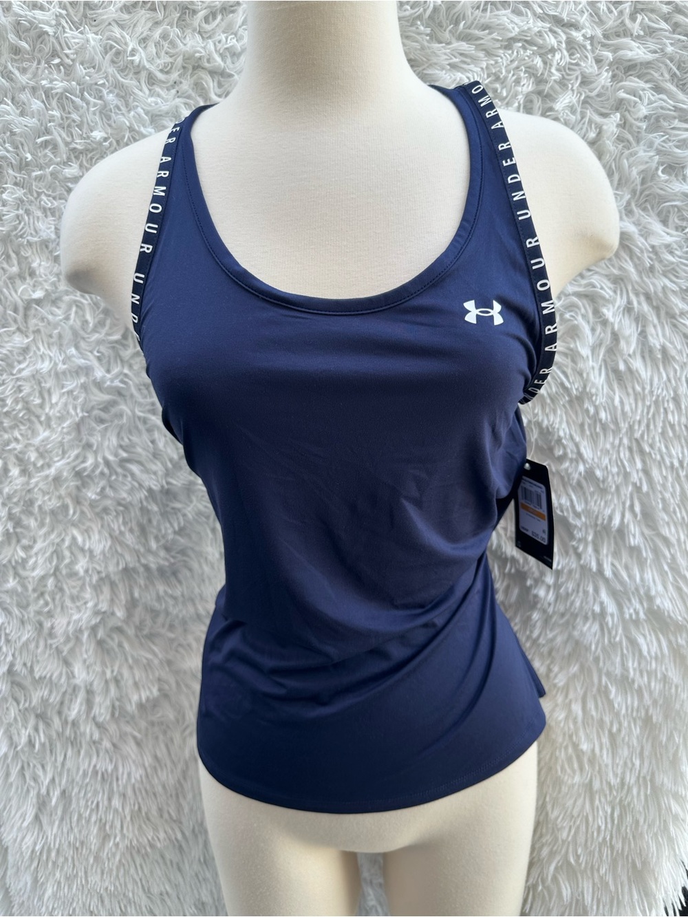 Under Armour Women's Navy Racerback Tank Top size Small New